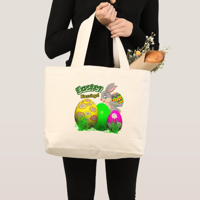 Bolsa Tote Grande Easter Blessings-Easter Tote Bag (Frente (produto))