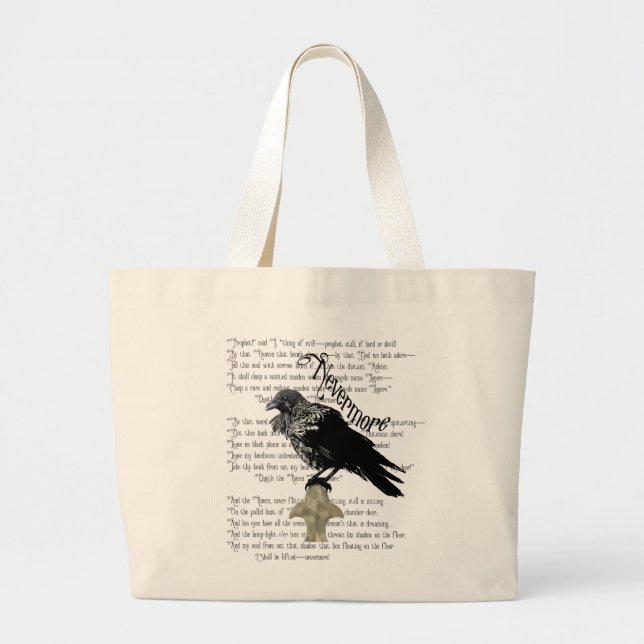 Bolsa Tote Grande Edgar Allan Poe é o Raven (Frente)