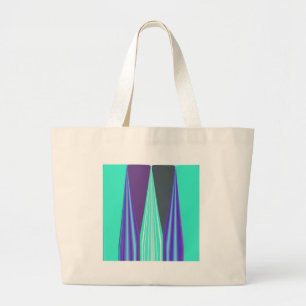 Bolsa Tote Grande Edgy Blue Purple Cyan Chevron Art Impressão