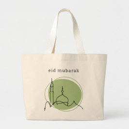 Bolsa Tote Grande Eid Mubarak Jumbo Tote | Mesquita Moderna Verde Sa