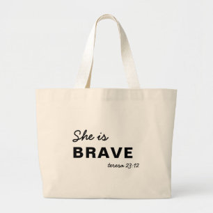 Bolsa Tote Grande Ela é Forte Provérbios Fé Cristã