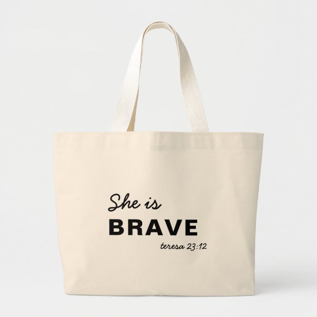 Bolsa Tote Grande Ela é Forte Provérbios Fé Cristã (Frente)
