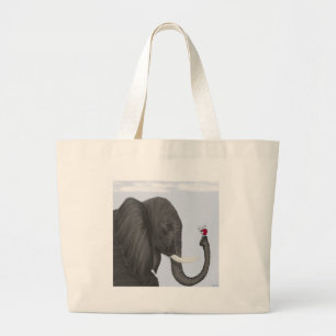Bolsa Tote Grande Elefante Adorável e Ladybug Bonito