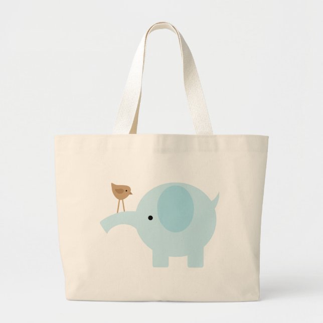 Bolsa Tote Grande Elefante azul (Frente)