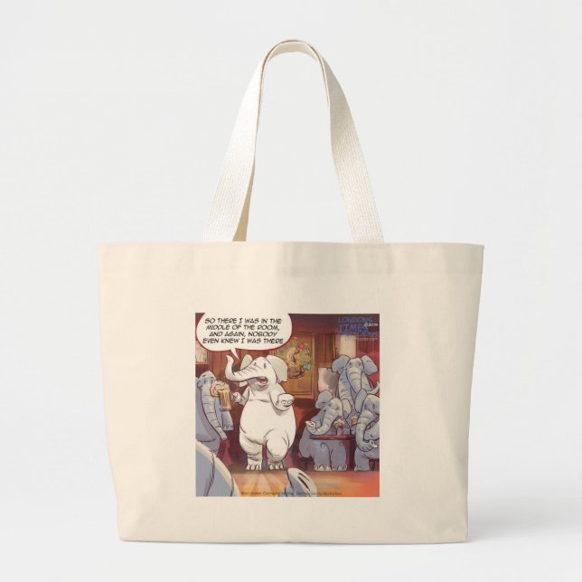 Bolsa Tote Grande Elefante Branco Engraçado Na Sala (Frente)