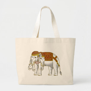 Bolsa Tote Grande Elefante Branco Tailandês Erawan