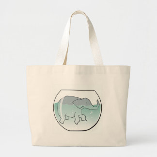 Bolsa Tote Grande Elefante que nada ao redor na bacia do peixe