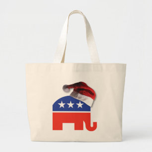 Bolsa Tote Grande Elefante republicano que veste um chapéu de Papai
