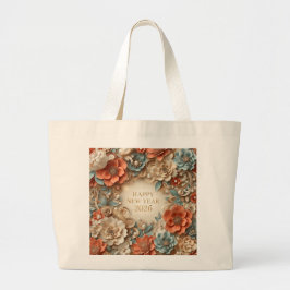 Bolsa Tote Grande elegant happy new year 2026 floral tote bag