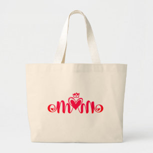 Bolsa Tote Grande Elegante Design SMS Mãe com Coração