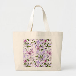Bolsa Tote Grande Elegante Flor de Pastel 