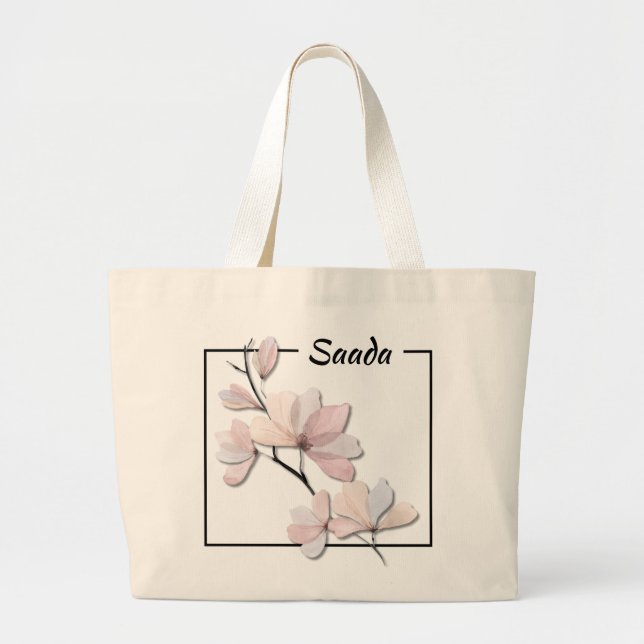 Bolsa Tote Grande Elegante Magnolia Canvas Tote Bag (Frente)