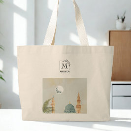 Bolsa Tote Grande Elegante Personalizado Masjid An-Nabawi Hajj Mabru