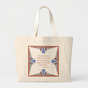 Bolsa Tote Grande Elementos de decoração de arte em ouro e azul ro