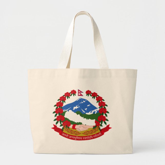 Bolsa Tote Grande Emblema do Nepal (Frente)