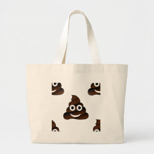 Bolsa Tote Grande emoji de cocô engraçado