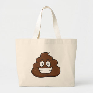 Bolsa Tote Grande emoji de cocô engraçado
