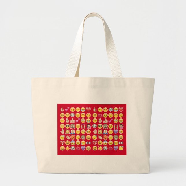 Bolsa Tote Grande emoji vermelho (Frente)