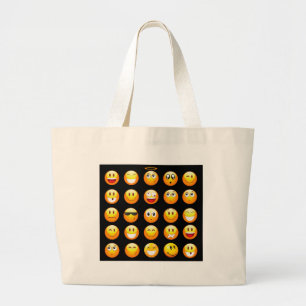 Bolsa Tote Grande emojis preto