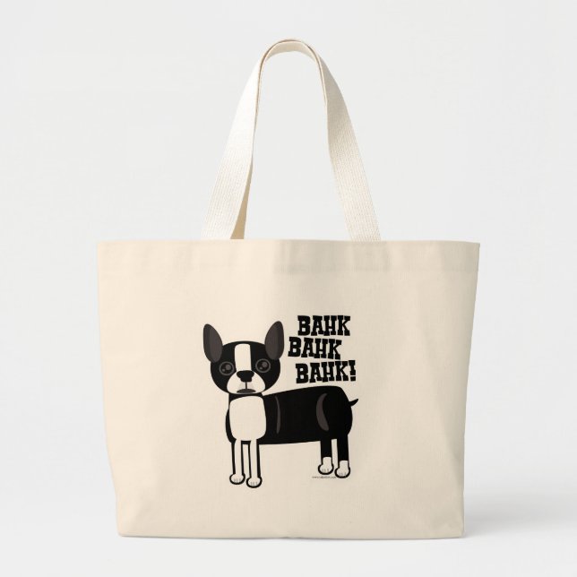 Bolsa Tote Grande Ênfase Custa - Boston Terrier (Frente)