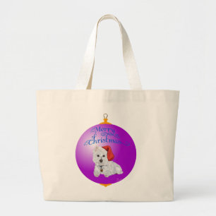 Bolsa Tote Grande Enfeite de Ajuda do Papai Noel Westie
