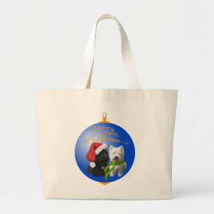Bolsa Tote Grande Enfeite de Natal Westie Scottie