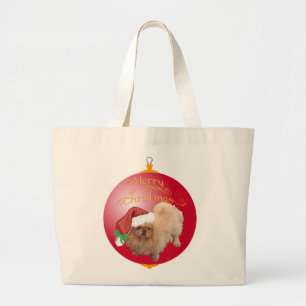 Bolsa Tote Grande Enfeites de natal de Pekingese