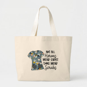 Bolsa Tote Grande Enfermeira Moderna Tipografia Super Herói Escrubs