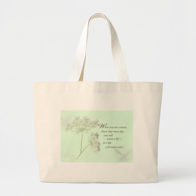Bolsa Tote Grande Enfermeira toca vida com flores selvagens (Frente)