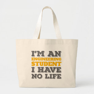 Bolsa Tote Grande Engenharia Sou Estudante de Engenharia Sem Vida