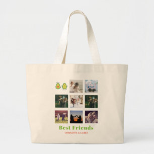 Bolsa Tote Grande Engraçado BFF PHOTO COLLAGE Dif Personalizado AVO