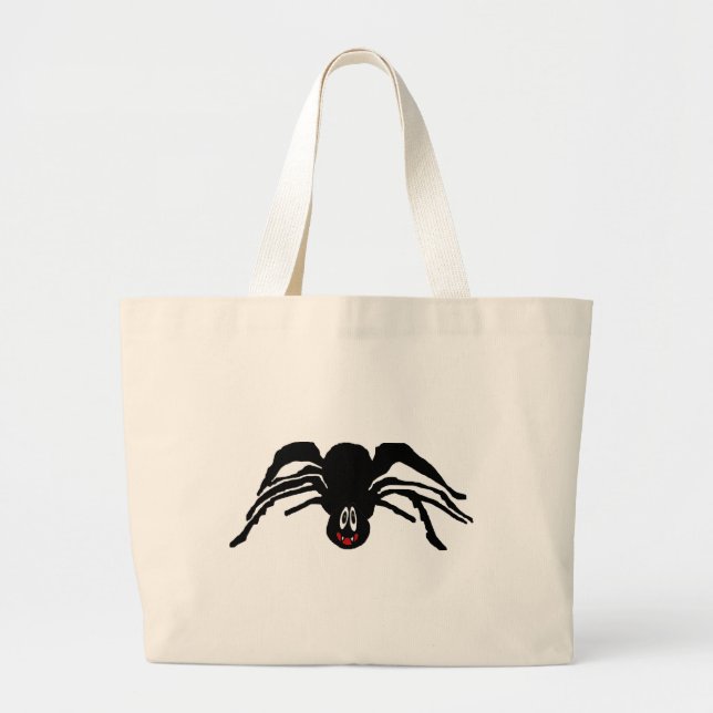 Bolsa Tote Grande Engraçado Cartoon Aranha Negra Viúva Negra do Dia  (Frente)