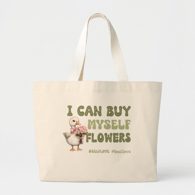 Bolsa Tote Grande Engraçado Dia de os namorados Autoamor (Frente)