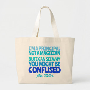 Bolsa Tote Grande Engraçado do Diretor Personalizado Não é um mágico