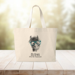 Bolsa Tote Grande Engraçado Professor de Cavalo Presente