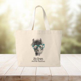 Bolsa Tote Grande Engraçado Professor de Cavalo Presente