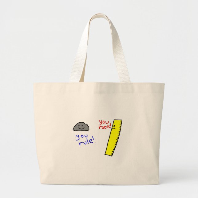 Bolsa Tote Grande Engraçado "Você Rock, Regra" (Frente)