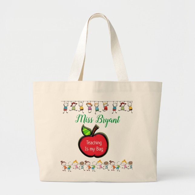 Bolsa Tote Grande "ENSINAR É O MEU SACO" Canvas (Frente)