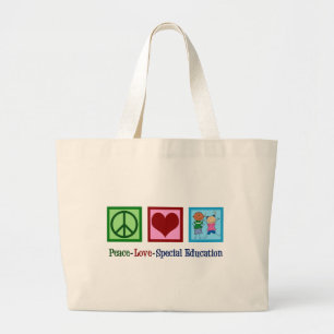 Bolsa Tote Grande Ensino especial do amor da paz