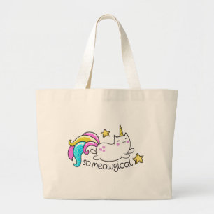 Bolsa Tote Grande Então brilha no brilho do gatinho branco meogical