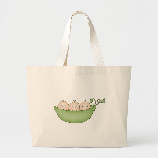 Bolsa Tote Grande Ervilhas da objectiva tripla em um vagem (Frente)