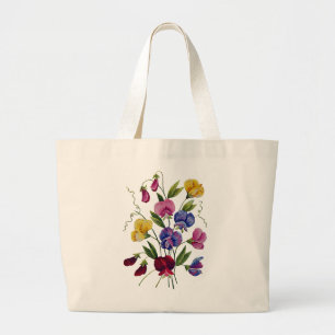 Bolsa Tote Grande Ervilhas doce coloridas bordadas