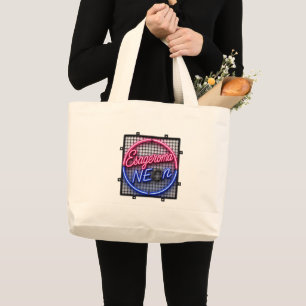 Bolsa Tote Grande Esageroma Neon - Design Retro Synthwave dos Anos 8