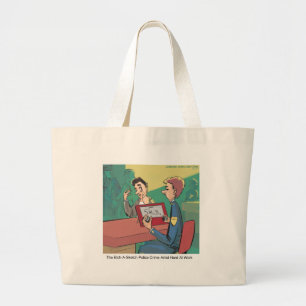Bolsa Tote Grande Esboço do Crime Policial Engraçado