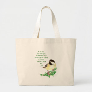 Bolsa Tote Grande Escritura cristã da etiqueta da escritura do Nata