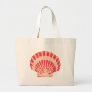 Bolsa Tote Grande Escudo do mar - coral e pêssego