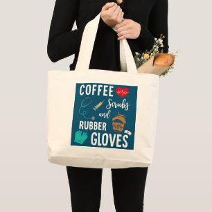 Bolsa Tote Grande Esfregões De Café E Luvas De Borracha Enfermeira
