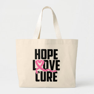 Bolsa Tote Grande Esperança de consciência de fita rosa do guerreiro