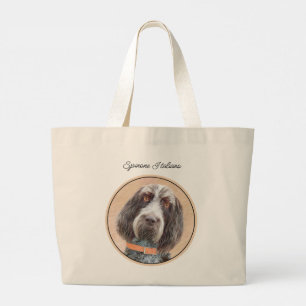Bolsa Tote Grande Espinone Italiano Pintura Marrom, Roan, Cachorro,