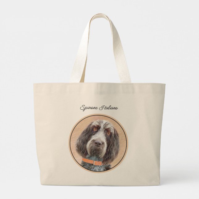 Bolsa Tote Grande Espinone Italiano Pintura Marrom, Roan, Cachorro,  (Verso)